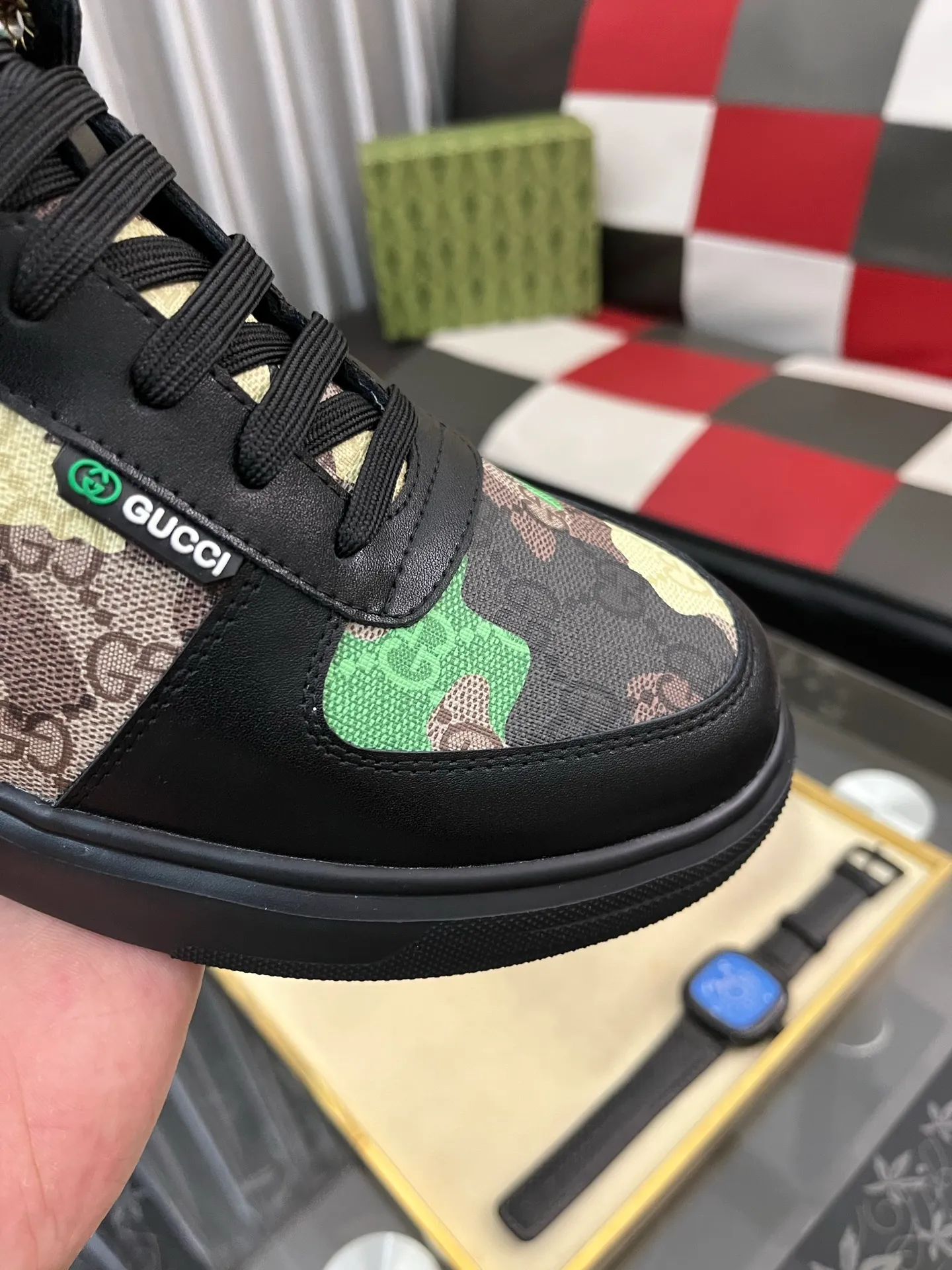 Men's shoes💰: 420⌚️⌚️[GUCCI sheepskin lining] Men's classic Gucci high-top casual shoes, original quality💯The upper is made of imported Italian cowhide and sheepskin lining, with fine workmanship and high-end atmosphere. Has a fashionable and exemplary look. Original rubber wear-resistant outsole. Code number: 38-44